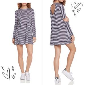 BCBGeneration Back Cutout Striped Swing Dress